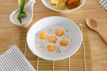 Sago with Cantaloupe in Coconut Milk, Thai dessert.