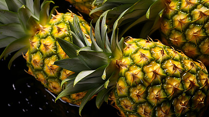 Fresh Pineapple with  Water Drops