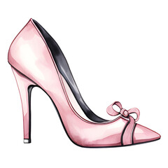 Pink high heels shoes drawing, illustration,Fashion Footwear Glamour
