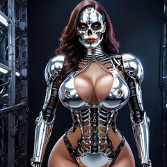 Sensual Machine Beauty. Woman of the Future. Robotic Fashion