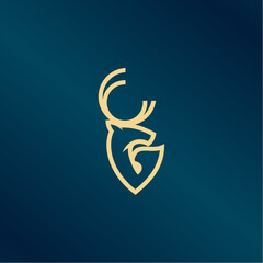 Abstract deer head logo design. Vector illustration. Stylized deer logotype.