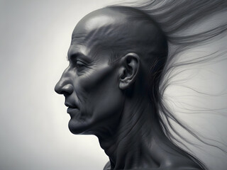 memories fading away. man head, abstract, void,