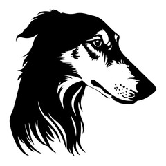 adorable borzoi icon illustration, borzoi silhouette logo svg vector