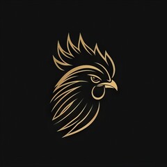 Obraz premium wild chicken head design logo with a minimalistic and vector-style aesthetic 