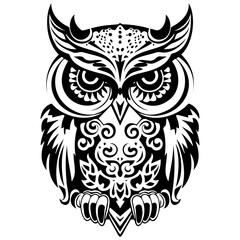 Fototapeta premium adorable owl icon illustration, adorable owl silhouette logo svg vector