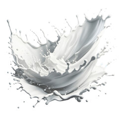 Milk Splash with Droplets, PNG Transparent BG - obrazy, fototapety, plakaty