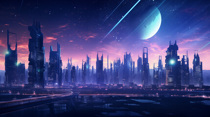 A futuristic Landscape in the Year 2050 - obrazy, fototapety, plakaty