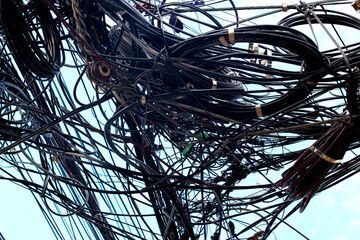 Electric wires in Bangkok Thailand