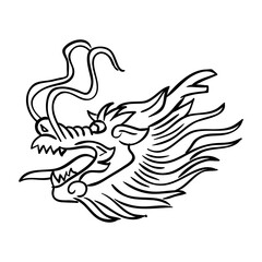 Line art dragon head chinese style vector