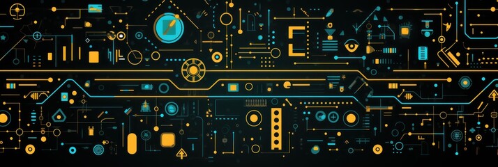 Topaz abstract technology background using tech devices and icons