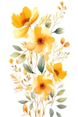 Gordijnen Topaz several pattern flower, sketch, illust, abstract watercolor © Celina