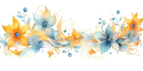 Fototapeta na wymiar Topaz several pattern flower, sketch, illust, abstract watercolor