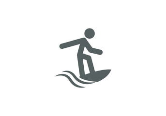 water sport surfing boat vector icon logo illustration white background - obrazy, fototapety, plakaty