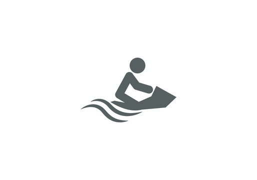 water sport surfing boat vector icon logo illustration white background