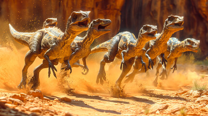Dinosaur Dynasty. Velociraptors in Action