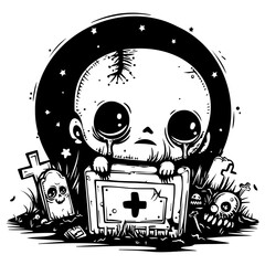 cute Zombie crawling out of a grave