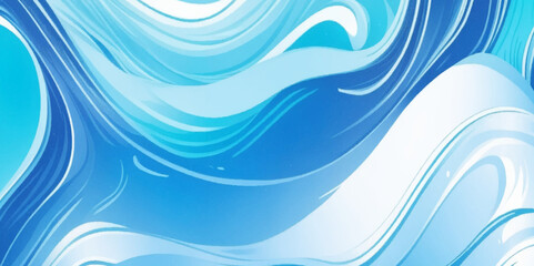 Blue ocean wave background. Blue and white water ocean background. Wavy line background. Hand drawn watercolour ocean background. Vector illustration.