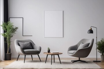 Interior of modern living room with armchair and table