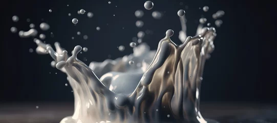 Fotobehang splash of thick vanilla milk, liquid, sweet, wave 8  © Nindya