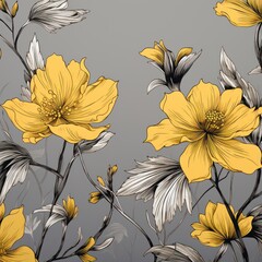 yellow flowers on a platinum background