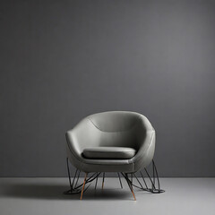 Comfortable grey armchair isolated on grey