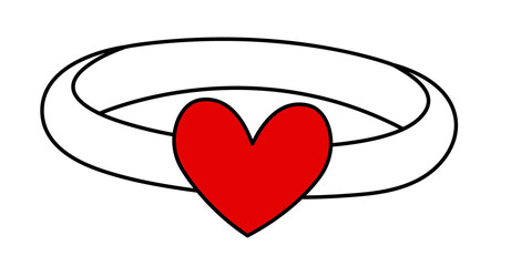 ring with red heart symbol, black line sticker