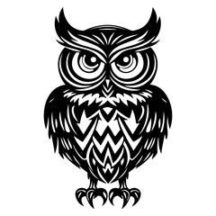 Fototapeta premium owl icon illustration, owl silhouette logo svg vector