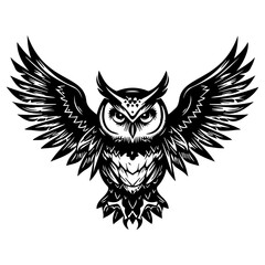 owl icon illustration, owl silhouette logo svg vector