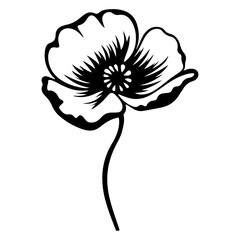 poppy flower icon illustration, poppy flower silhouette logo svg vector