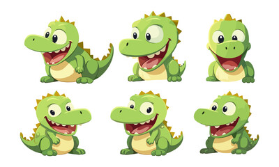 set of cartoon crocodile vector illustration