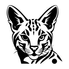 savannah cat head icon illustration, savannah cat head silhouette logo svg vector