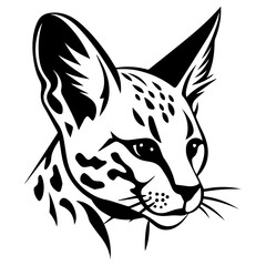 savannah cat head icon illustration, savannah cat head silhouette logo svg vector