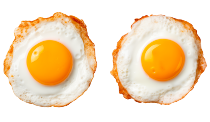 Set of fried eggs on a transparent background