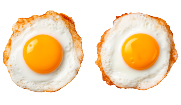 Set of fried eggs on a transparent background