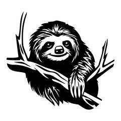 sloth icon illustration, sloth silhouette logo svg vector