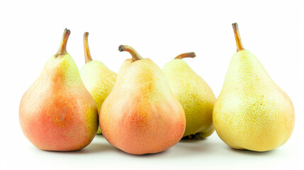 Isolated pears. One and a half green pear fruit isolated on white . Generative Ai
