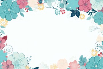 Fototapeta na wymiar colorful blank area pastel frame with colorful flower broder pattern