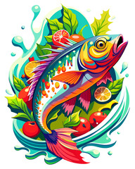 Obraz premium abstract floral background fish 