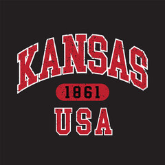Kansas text effect vector. Editable college t-shirt design printable text effect vector	