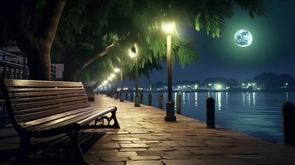 Fotobehang pier in the night © Umme