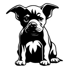 staffordshire bull terrier puppy icon illustration, staffordshire bull terrier puppy silhouette logo svg vector