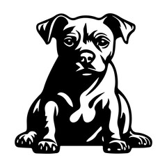 staffordshire bull terrier puppy icon illustration, staffordshire bull terrier puppy silhouette logo svg vector