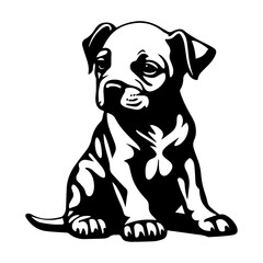 staffordshire bull terrier puppy icon illustration, staffordshire bull terrier puppy silhouette logo svg vector - obrazy, fototapety, plakaty