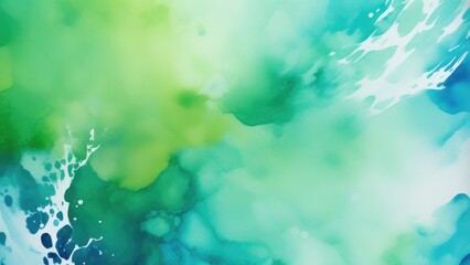Abstract watercolor paint background by teal color blue and green with liquid fluid texture for background, banner