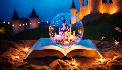 Crystal Ball Enchantment: Castle Dreams. - obrazy, fototapety, plakaty