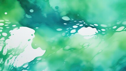 Naklejka na ściany i meble Abstract watercolor paint background by teal color blue and green with liquid fluid texture for background, banner