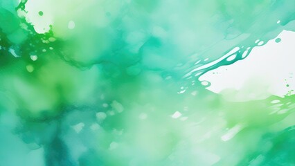 Obraz na płótnie Canvas Abstract watercolor paint background by teal color blue and green with liquid fluid texture for background, banner