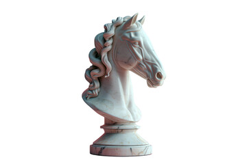 marble stone horse head plinth statue on transparent background
