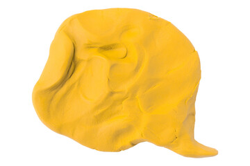 Yellow speech bubble plasticine isolated on transparent background.