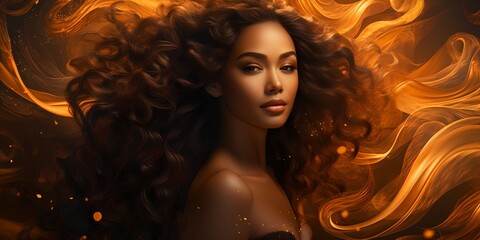 Young woman with thick hair, big curly hairstyle